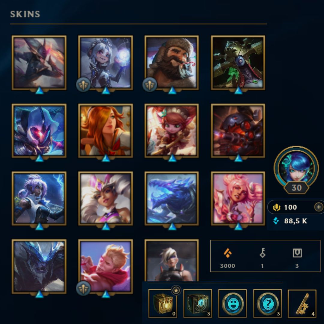 ⭐Lvl 30・🎯Ranked ready ・88.5k EB💠・15 skins 🔥 x2 skins Qiyana