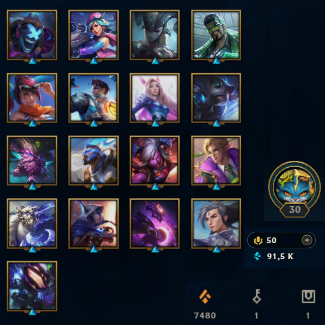 ⭐Lvl 30・🎯Ranked ready ・91k EB💠・18 skins 🔥 x5 Toplaners・#EX009