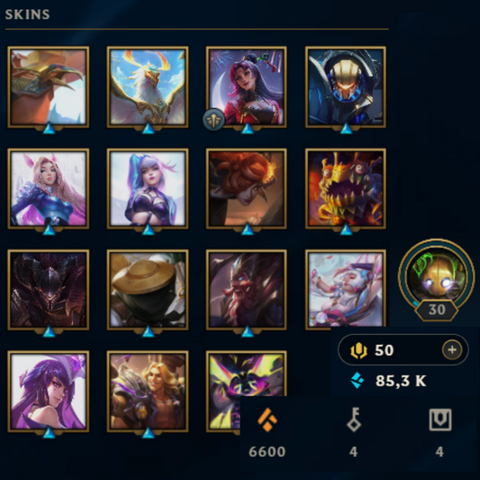 ⭐Lvl 30・🎯Ranked ready ・85k EB💠・15 skins 🔥 x2 skins Anivia & Syndra ・#EX020