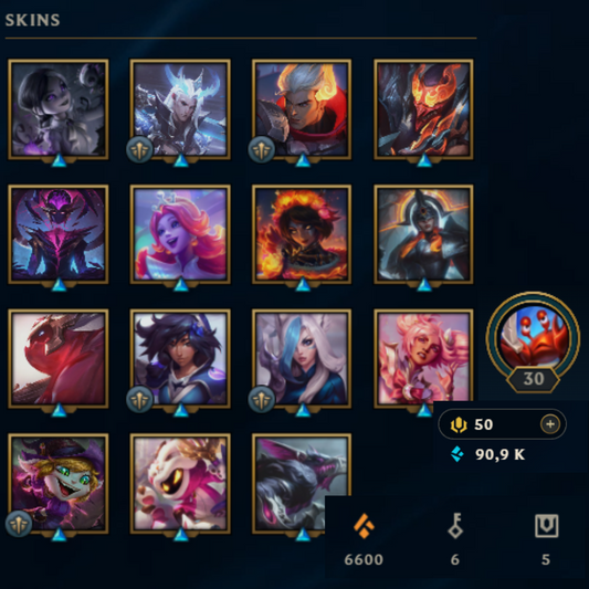 ⭐Lvl 30・🎯Ranked ready ・90k EB💠・15 skins 🔥 x2 skins Taliyah・#EX023