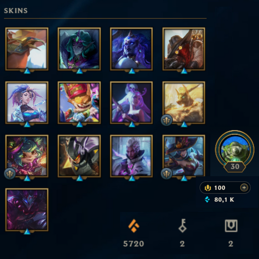 ⭐Lvl 30・🎯Ranked ready ・80k EB💠・14 skins 🔥 Top & Jungle mains・#EX026
