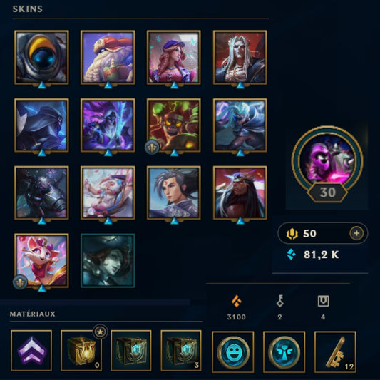 ⭐Lvl 30・🎯Ranked ready🎯・81k EB💠・14 skins 🔥 x2 Maître yi skins