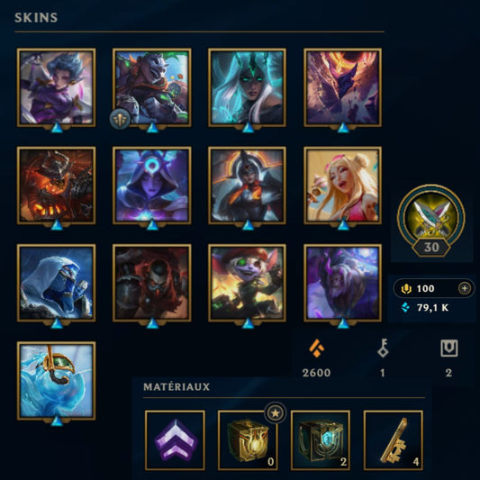 ⭐Lvl 30・🎯Ranked ready ・79.1k EB💠・13 skins + Elise masque de la rose noire🌹